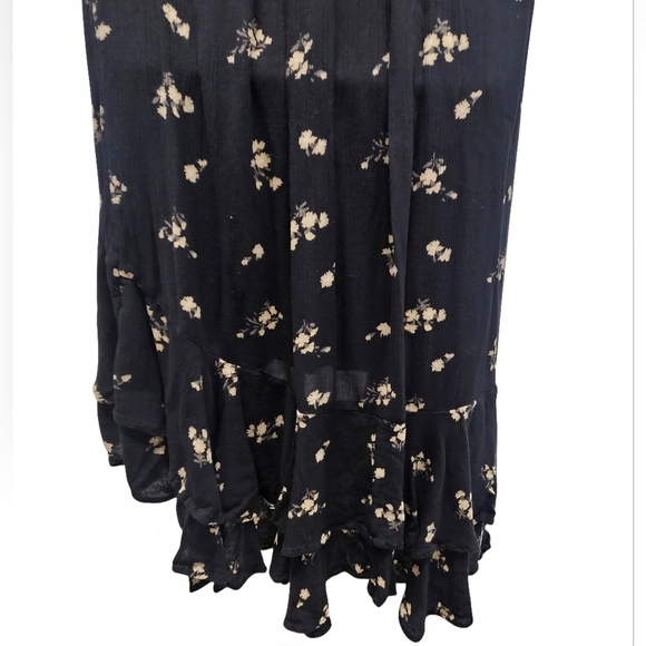 Abercrombie & Fitch Floral Hi Low Dress Black Ruffle Sundress Flower Size XSP - Picture 7 of 16